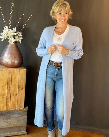 clothing Fine Knit Long Cardigan - Pale Blue