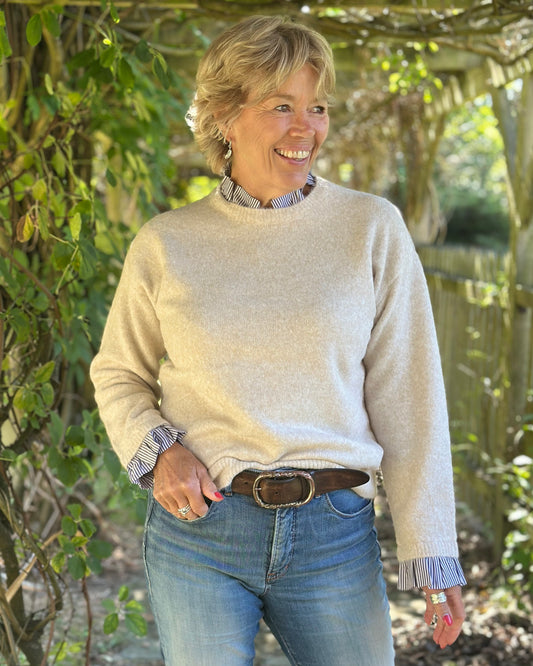 Clothing Frill Trim Jumper - Camel/Beige