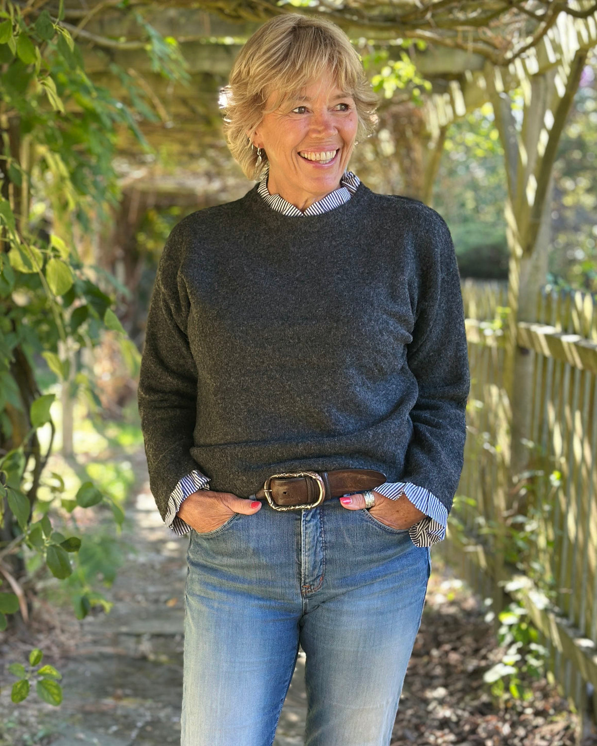 Clothing Frill Trim Jumper - Charcoal