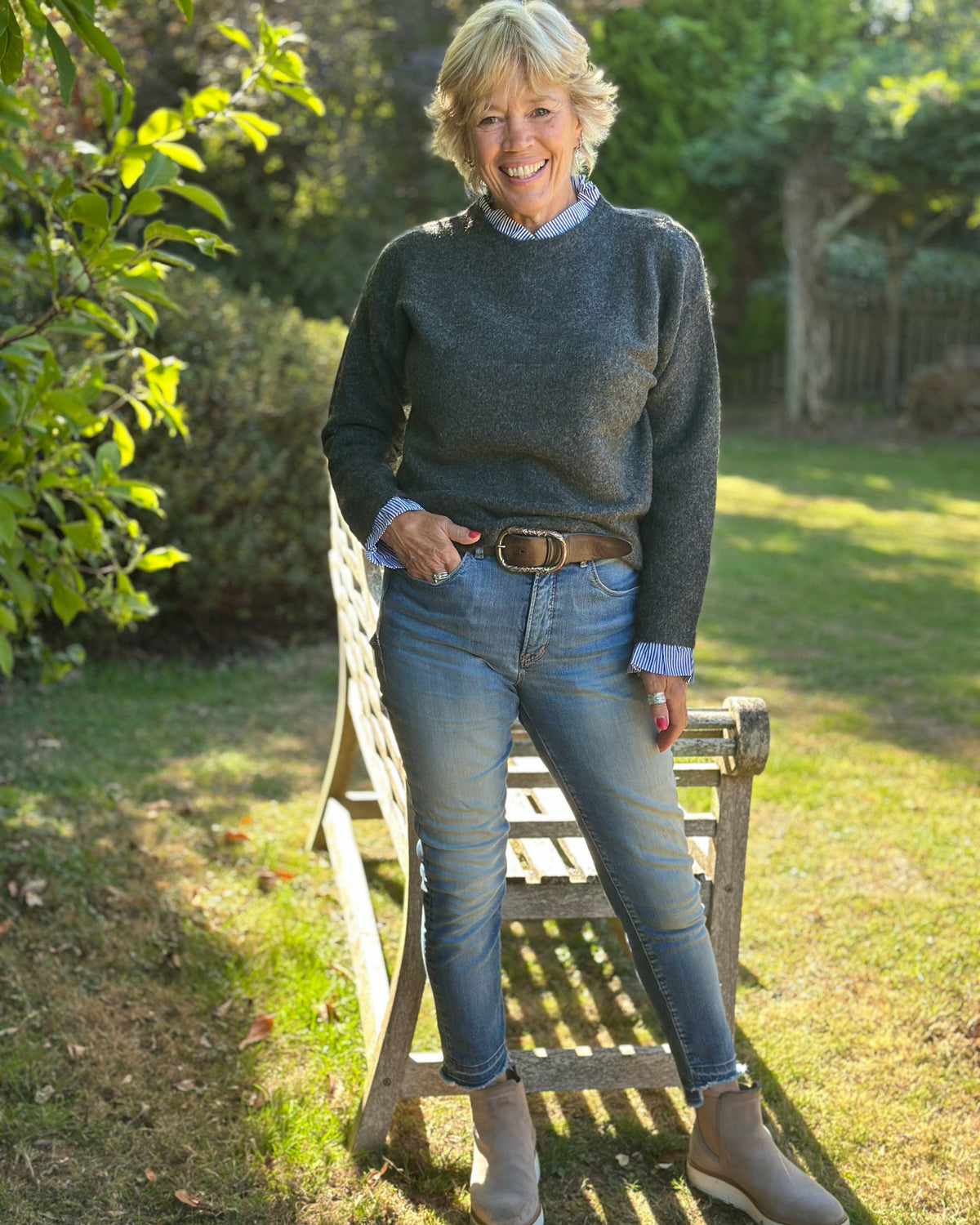 Clothing Frill Trim Jumper - Charcoal
