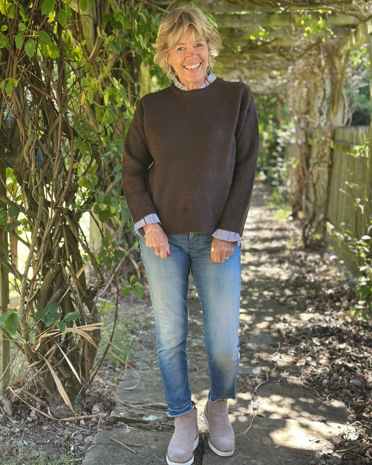 Clothing Frill Trim Jumper - Chocolate