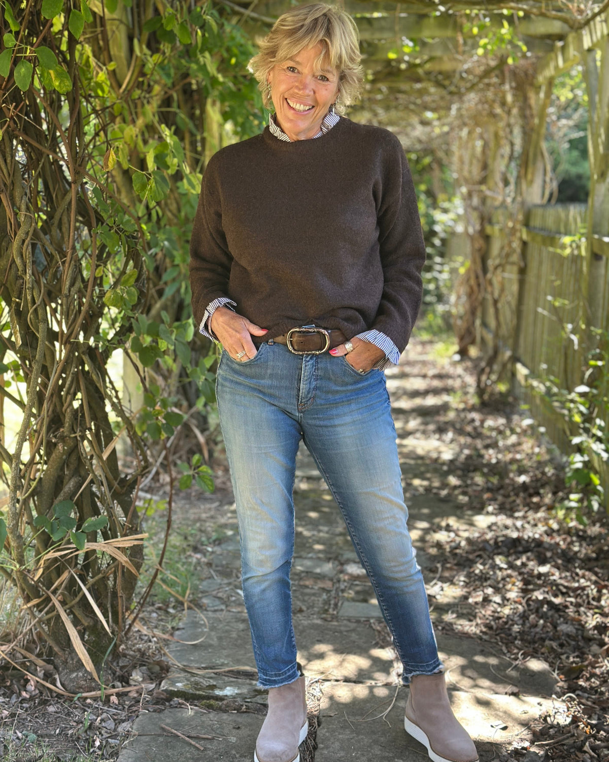 Clothing Frill Trim Jumper - Chocolate