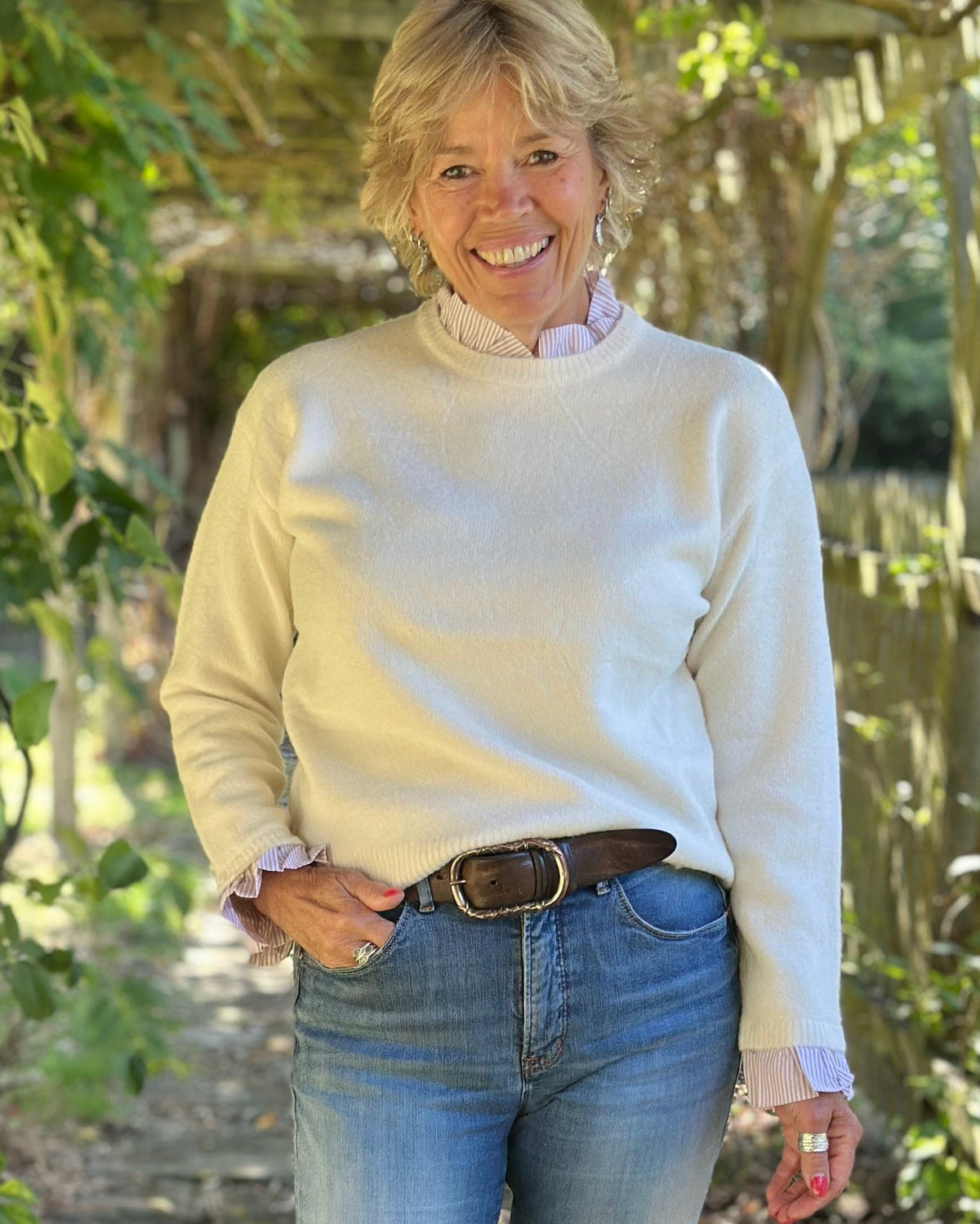 Clothing Frill Trim Jumper - Cream