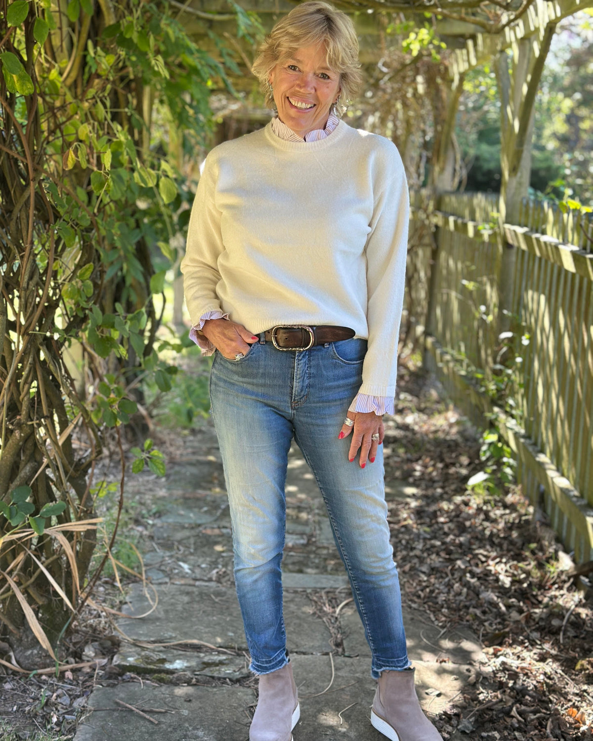 Clothing Frill Trim Jumper - Cream
