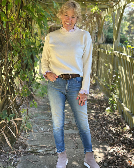 Clothing Frill Trim Jumper - Cream
