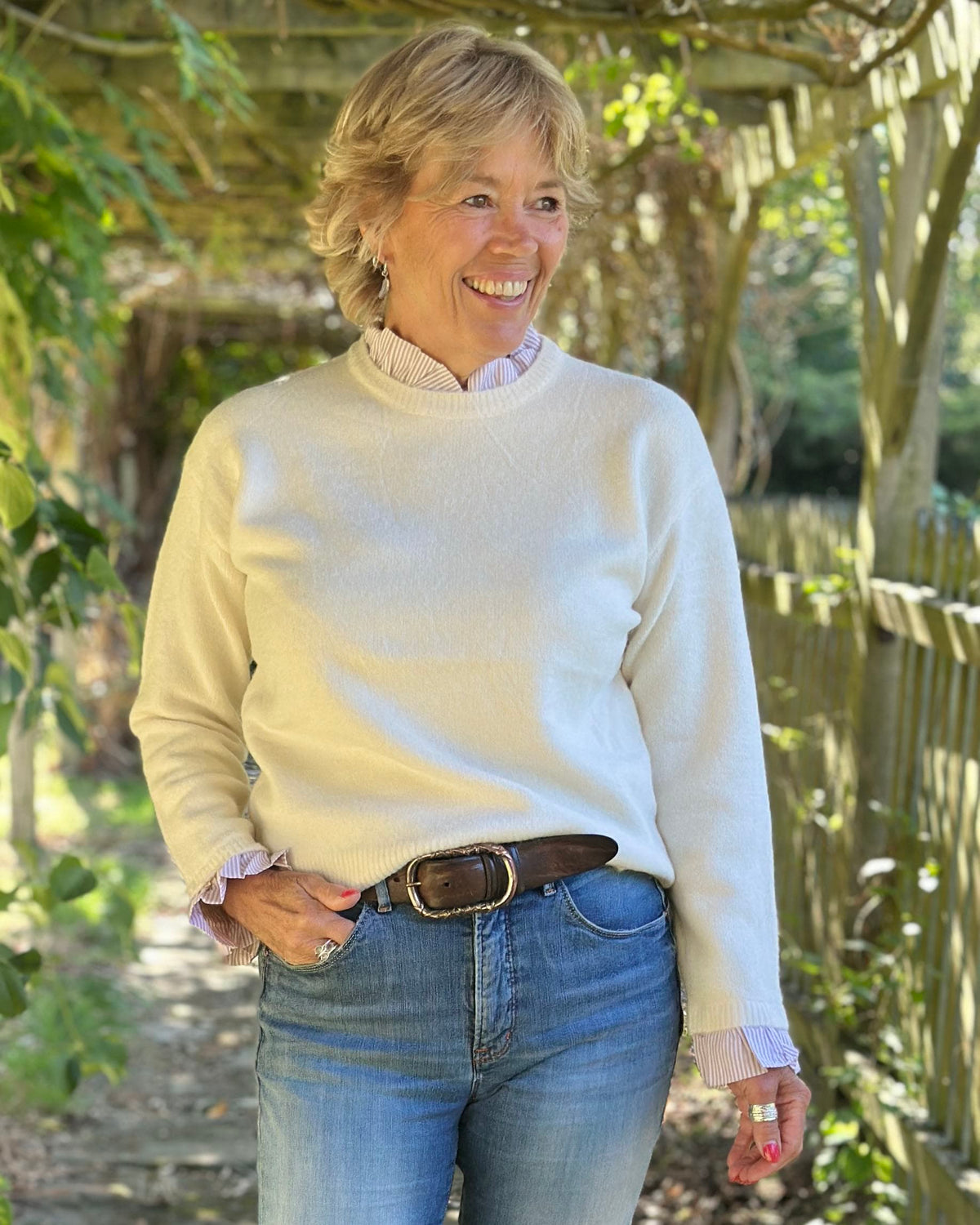 Clothing Frill Trim Jumper - Cream