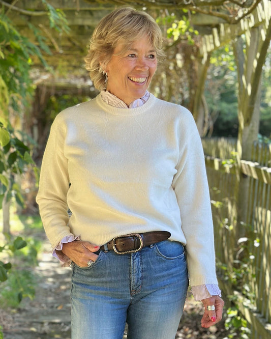 Clothing Frill Trim Jumper - Cream