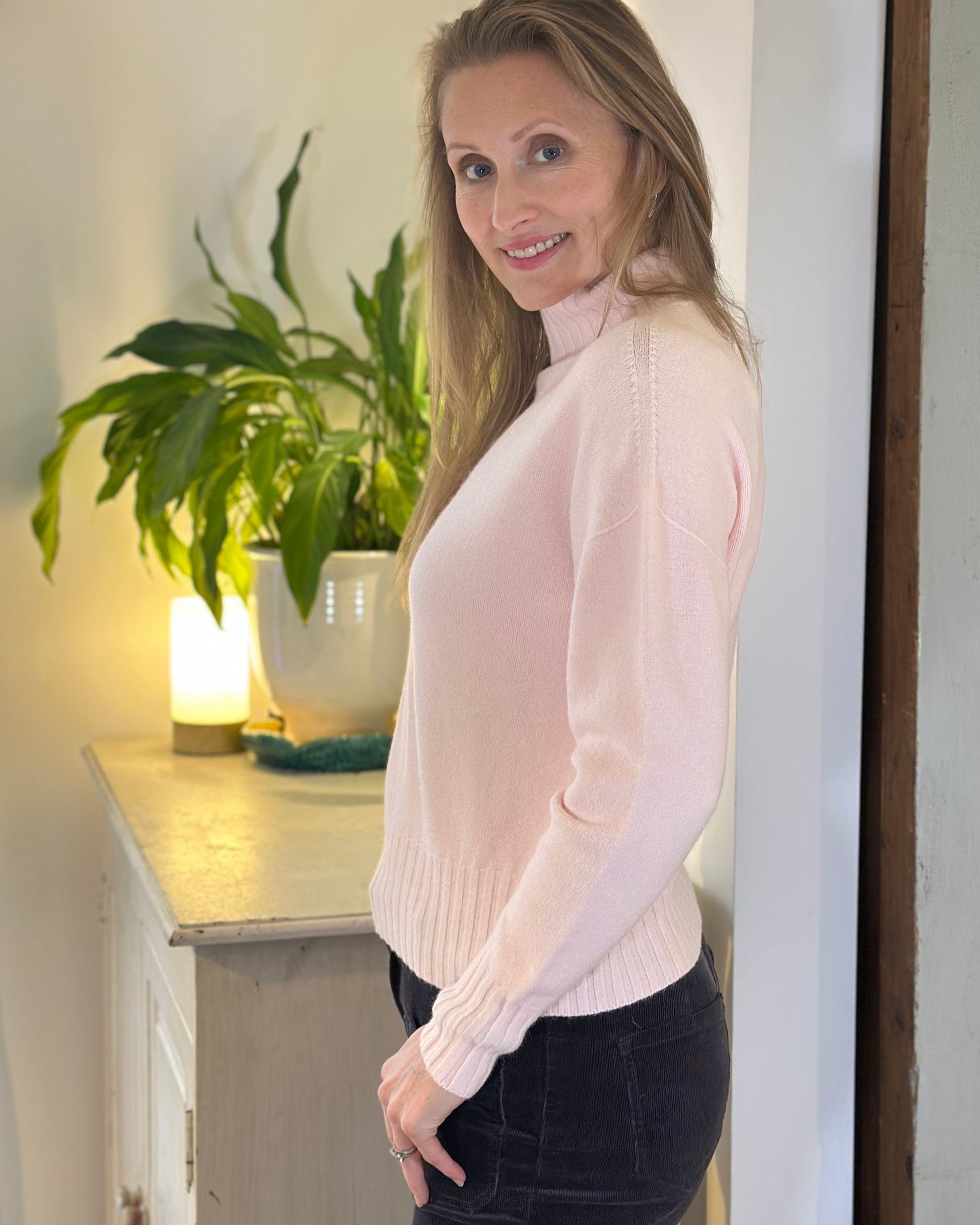 Clothing Funnel Neck Soft Knit Jumper - Pale Pink