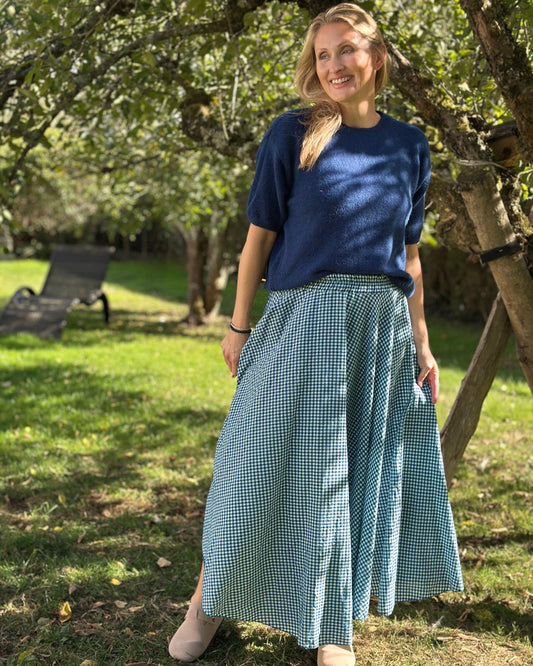Clothing Gingham Maxi Skirt - Blue