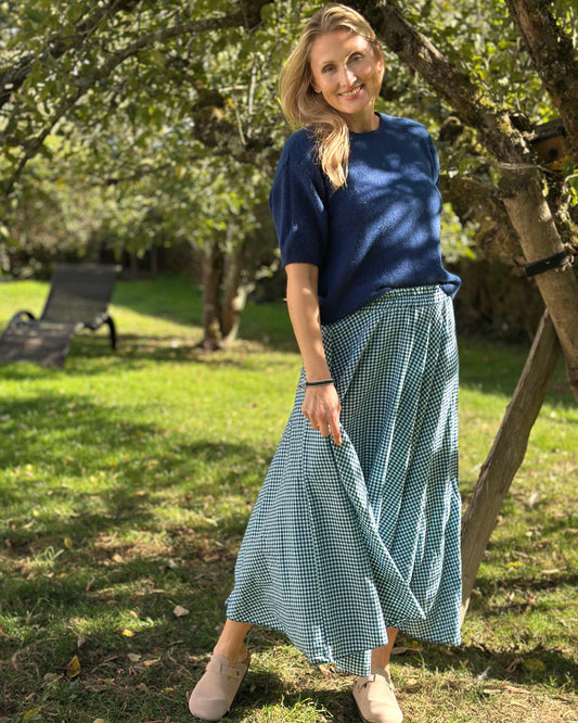 Clothing Gingham Maxi Skirt - Blue