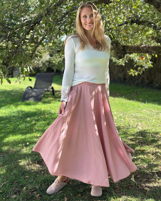 Clothing Gingham Maxi Skirt - Pink