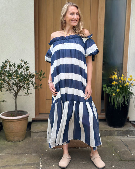 Clothing Gini Dress - Navy/White Stripes