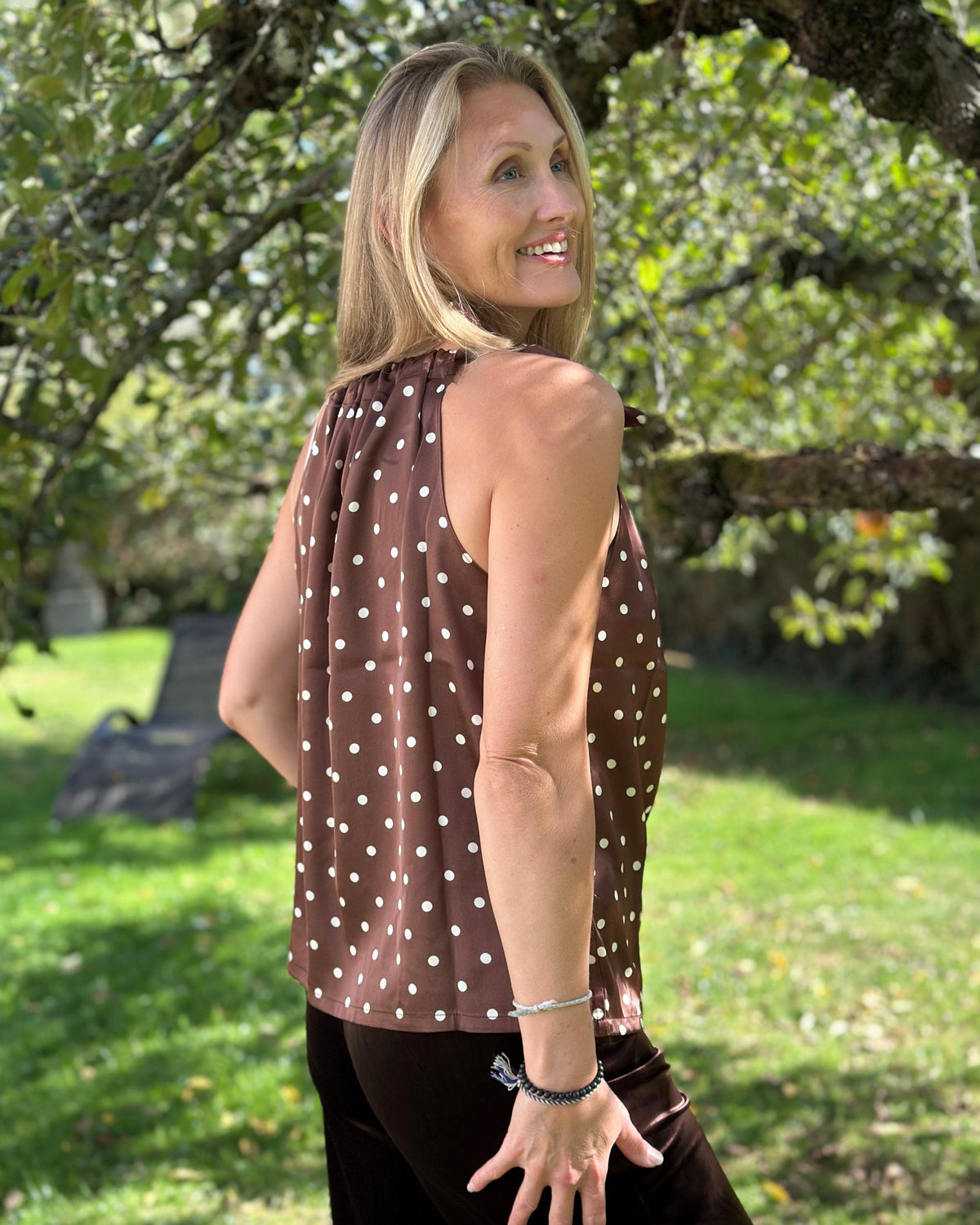 Clothing Halter Neck Polka Dot Top - Chocolate