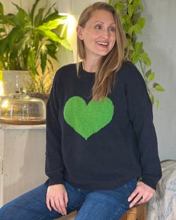 clothing Heart Motive Jumper - Navy/Green