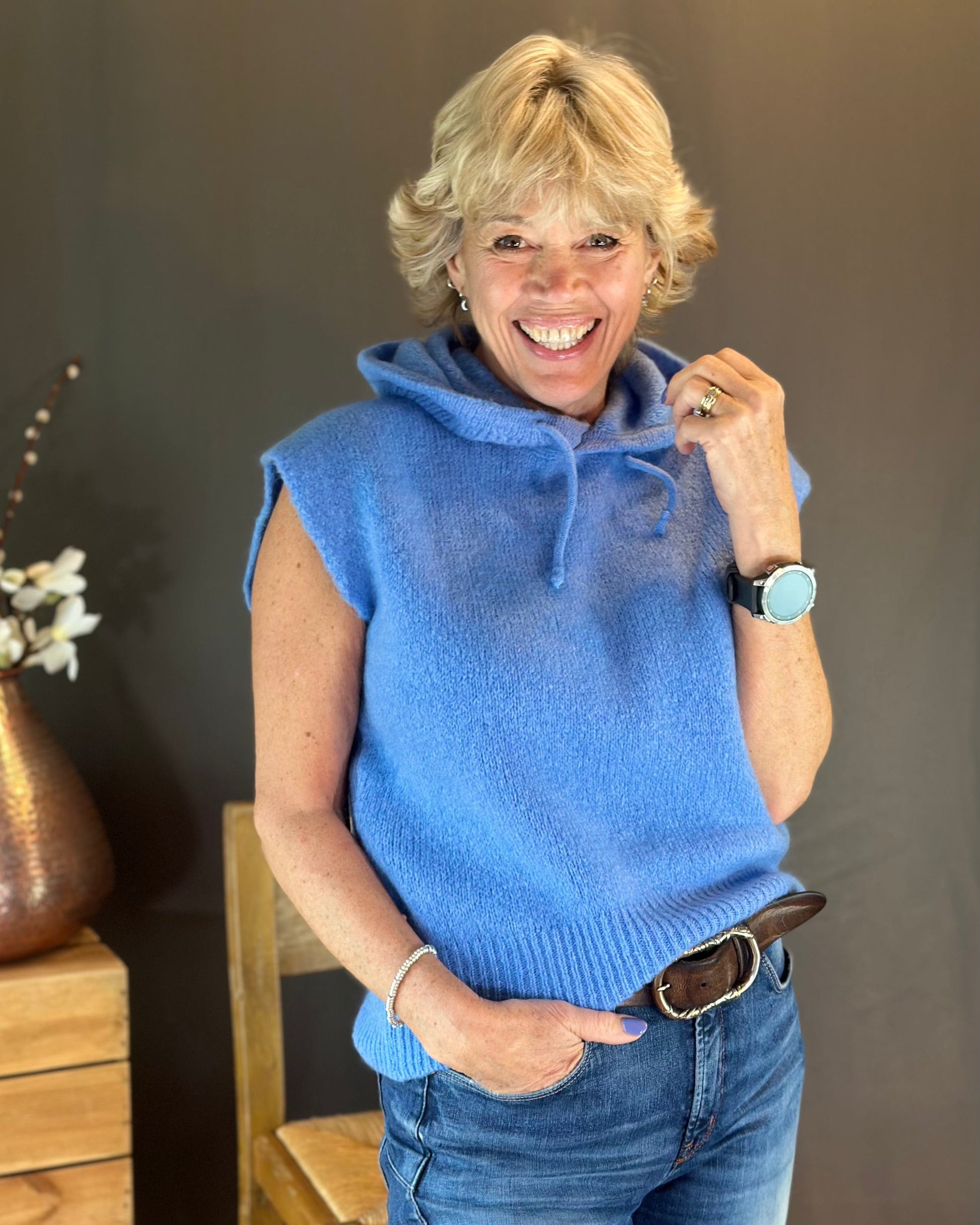 clothing Hooded Mohair Tank Top - Cornflower Blue