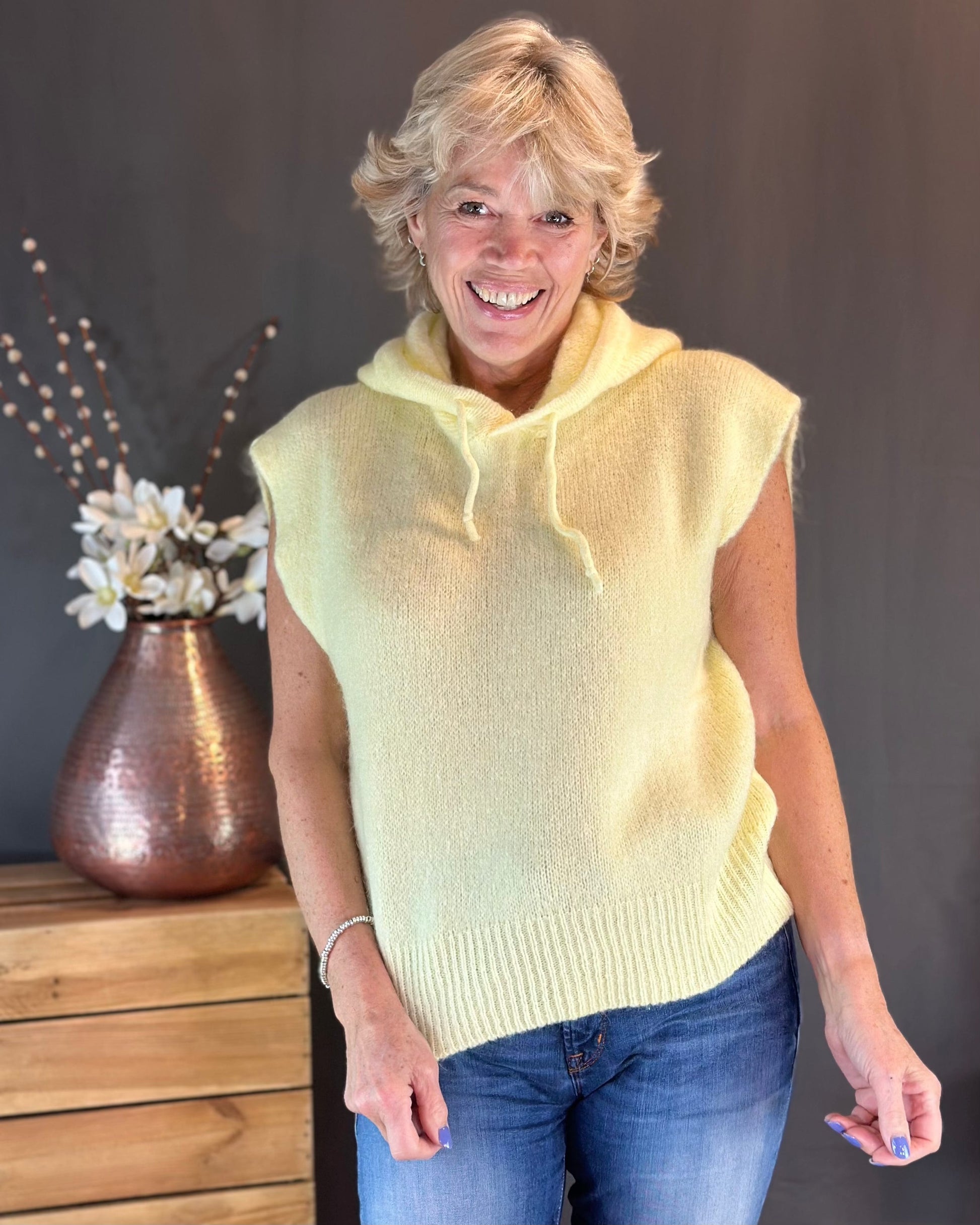 clothing Hooded Mohair Tank Top - Lemon