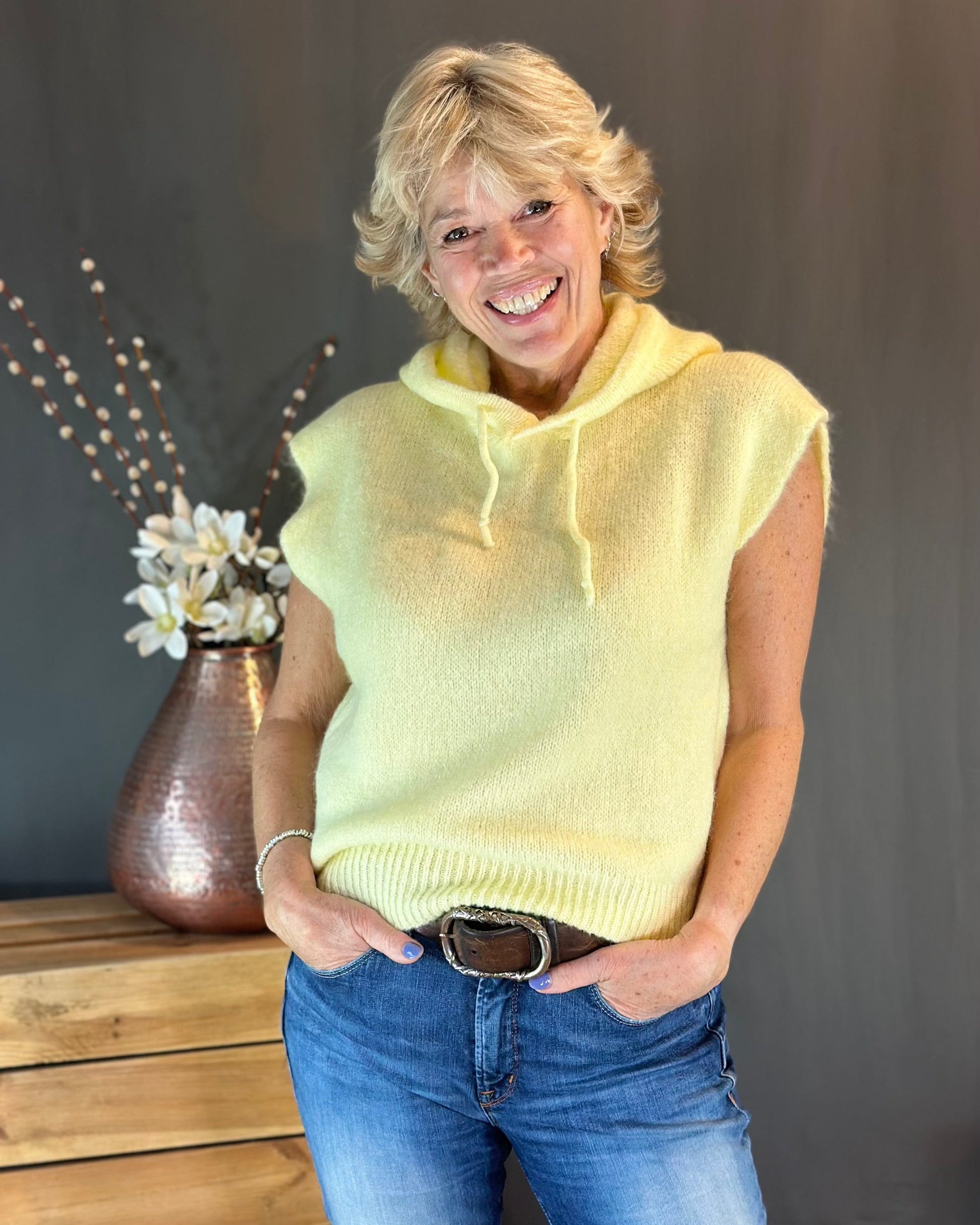 clothing Hooded Mohair Tank Top - Lemon