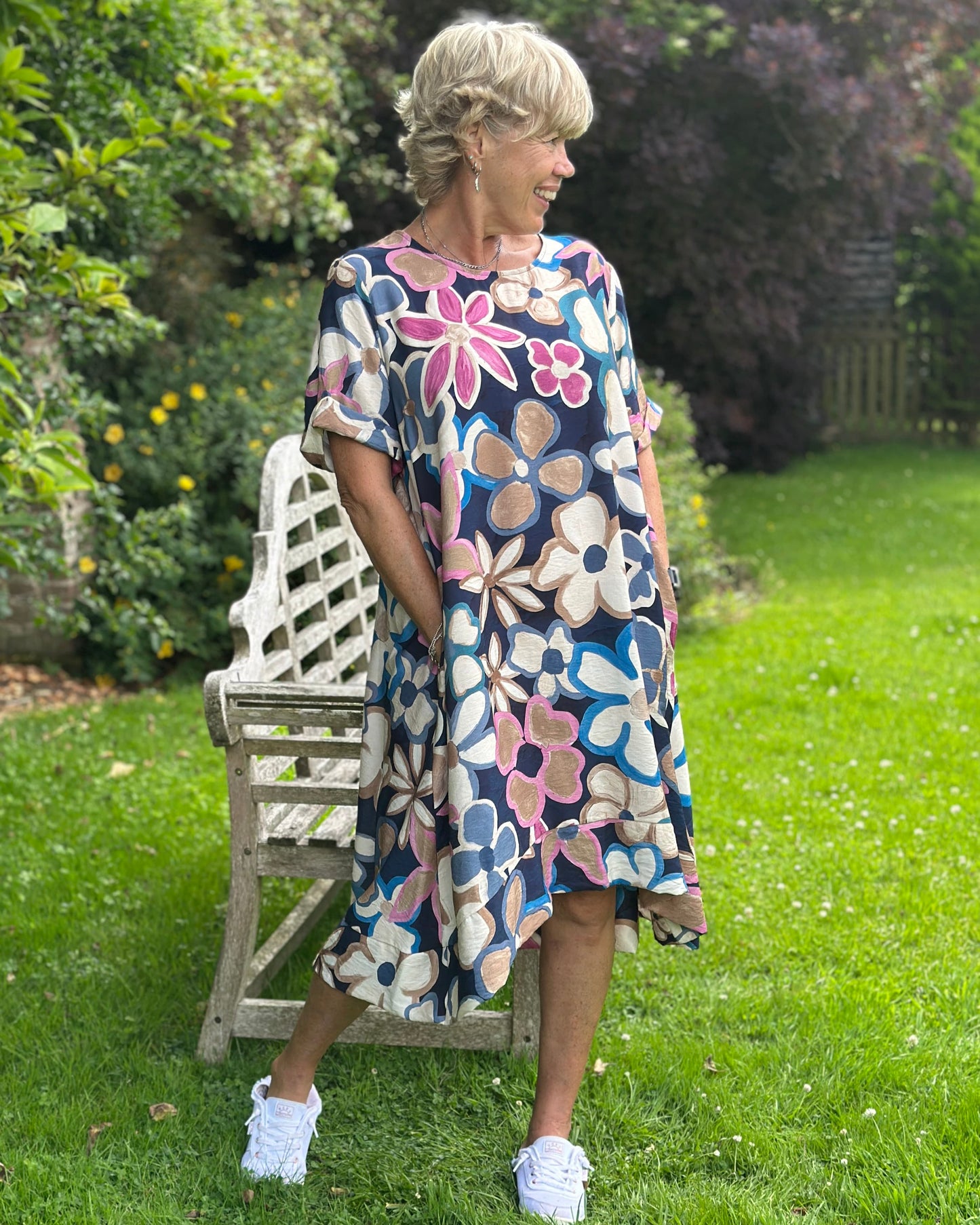 Clothing Large Flower Dress - Blue/Pink
