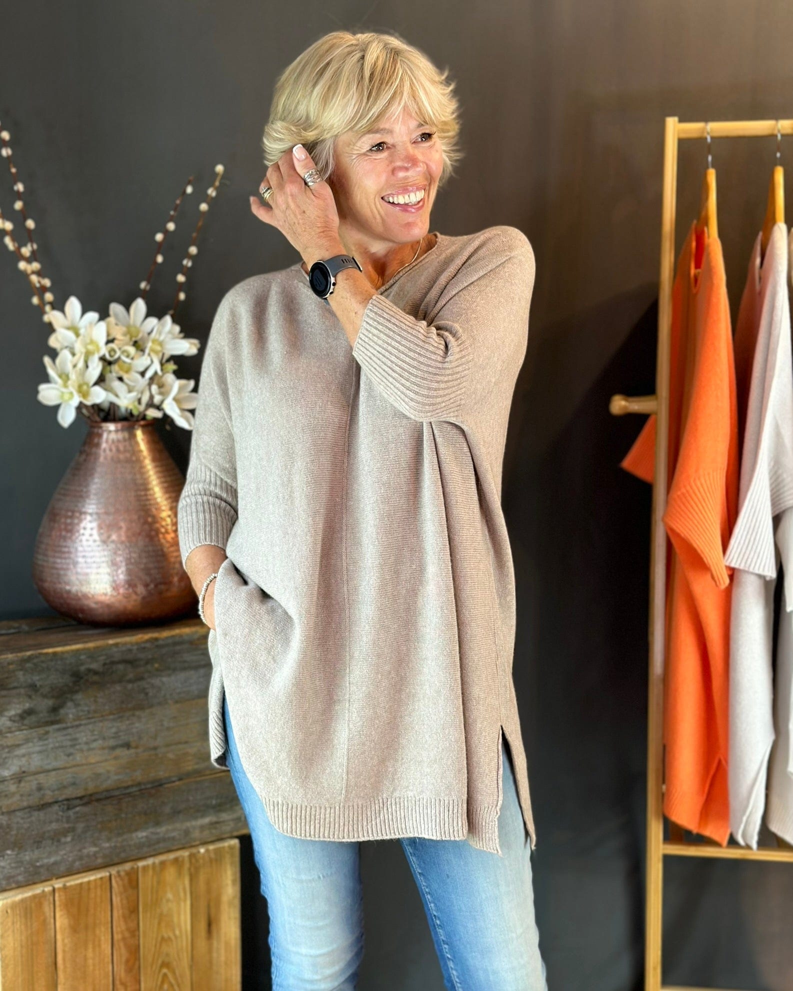 clothing Large Soft Knit Baggy Jumper - Oatmeal