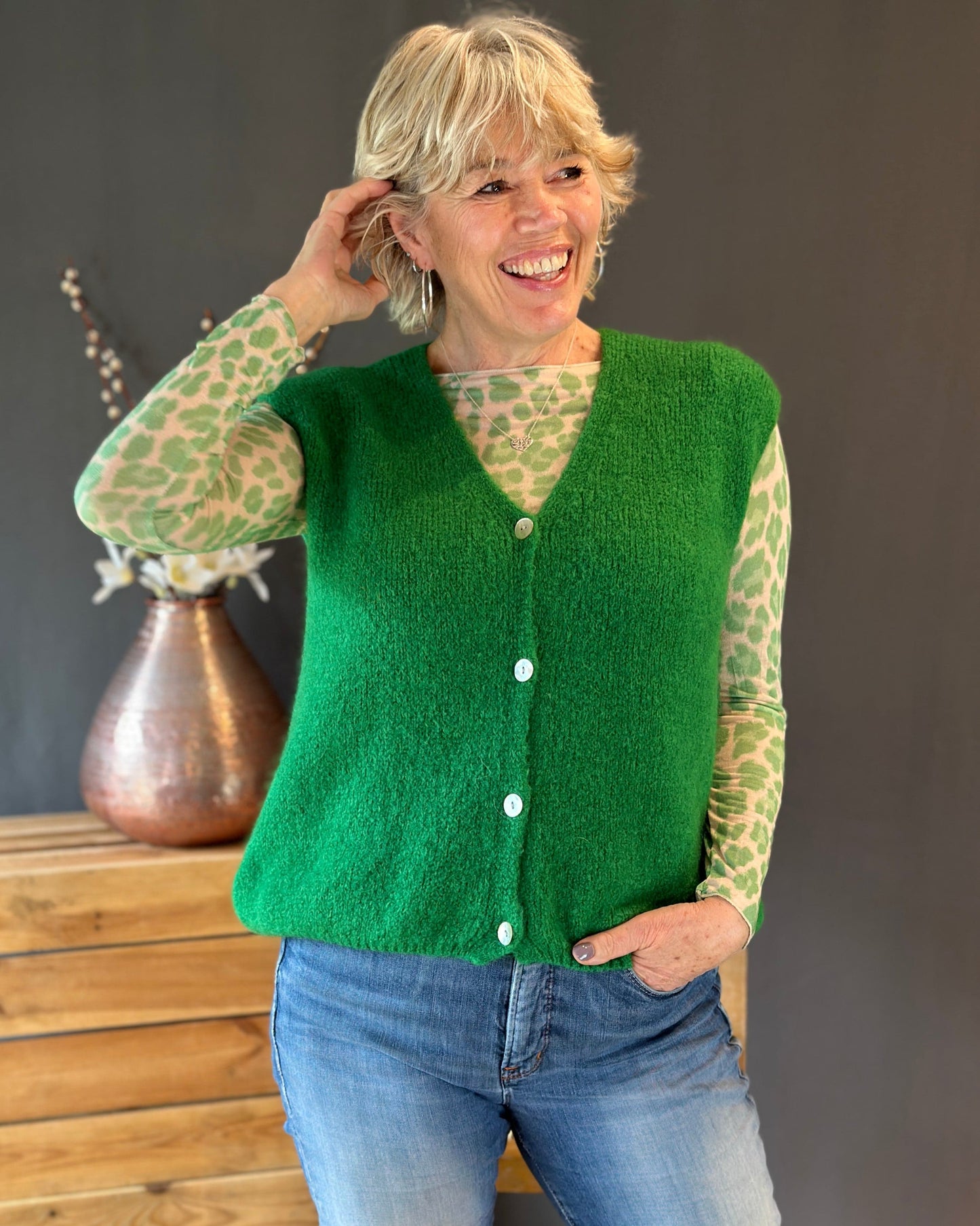 Clothing Leopard Print Cashmere mix body hug - Green