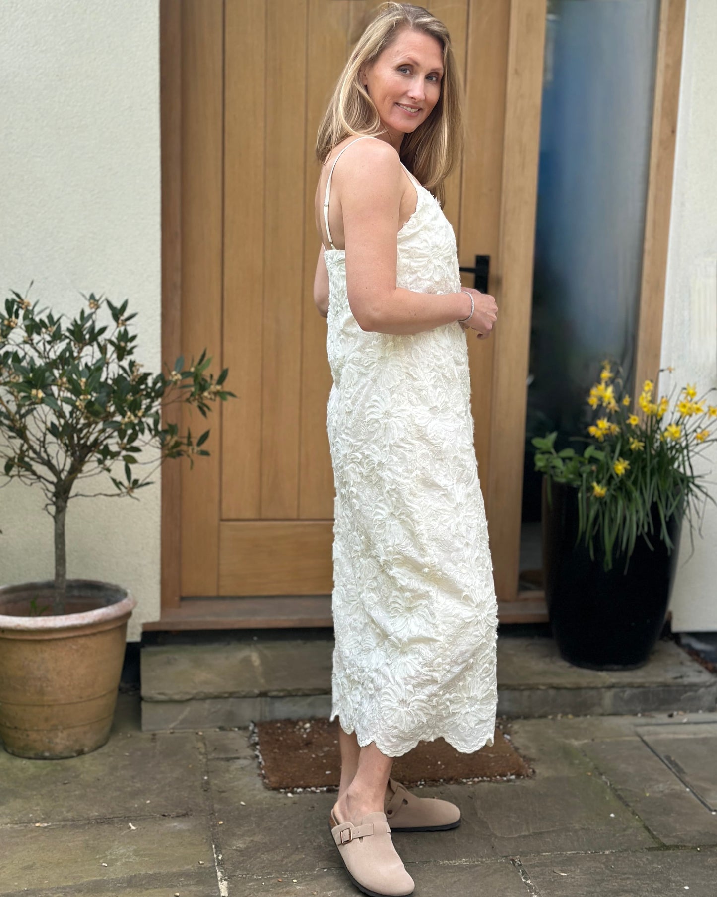 Clothing Lily Spaghetti Strap Floral Dress - Cream