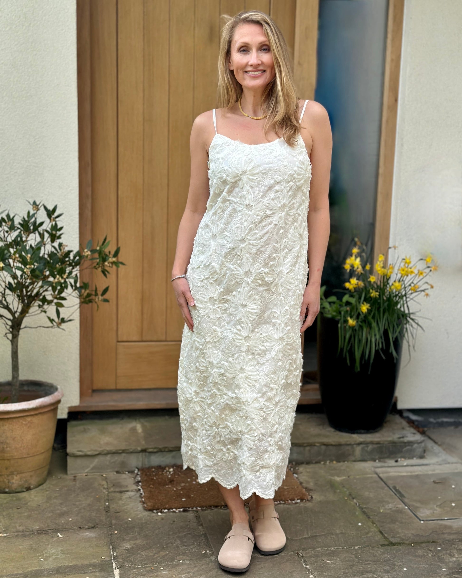 Clothing Lily Spaghetti Strap Floral Dress - Cream