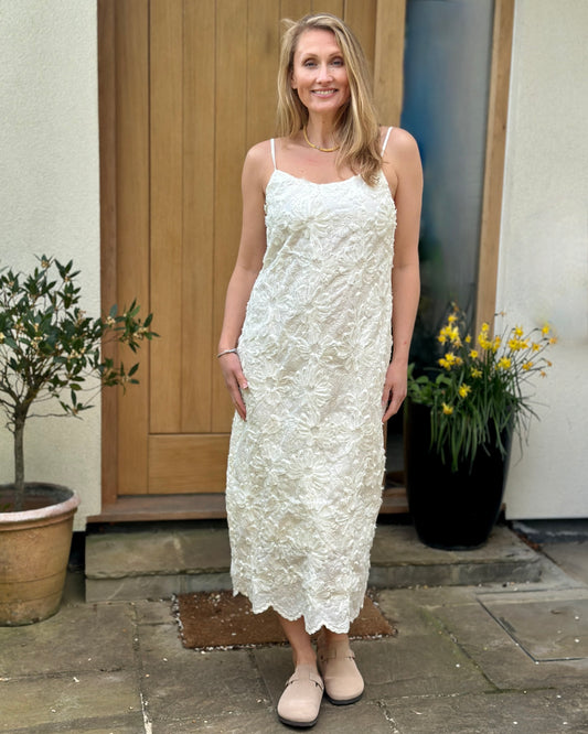 Clothing Lily Spaghetti Strap Floral Dress - Cream