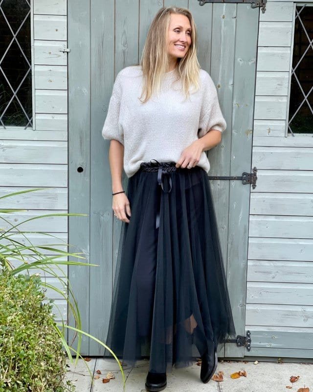 clothing Long Pleated Tulle Skirt - Black