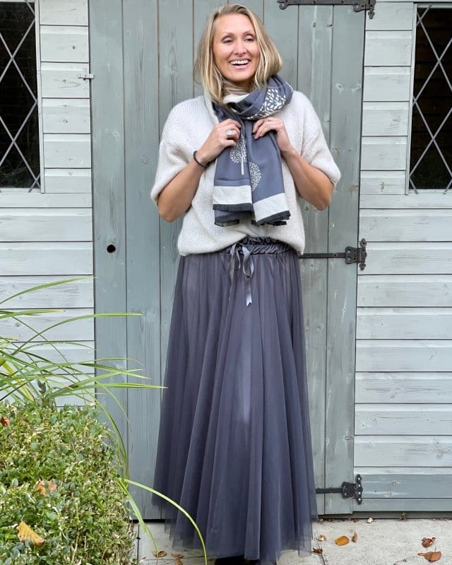 clothing Long Pleated Tulle Skirt - Grey