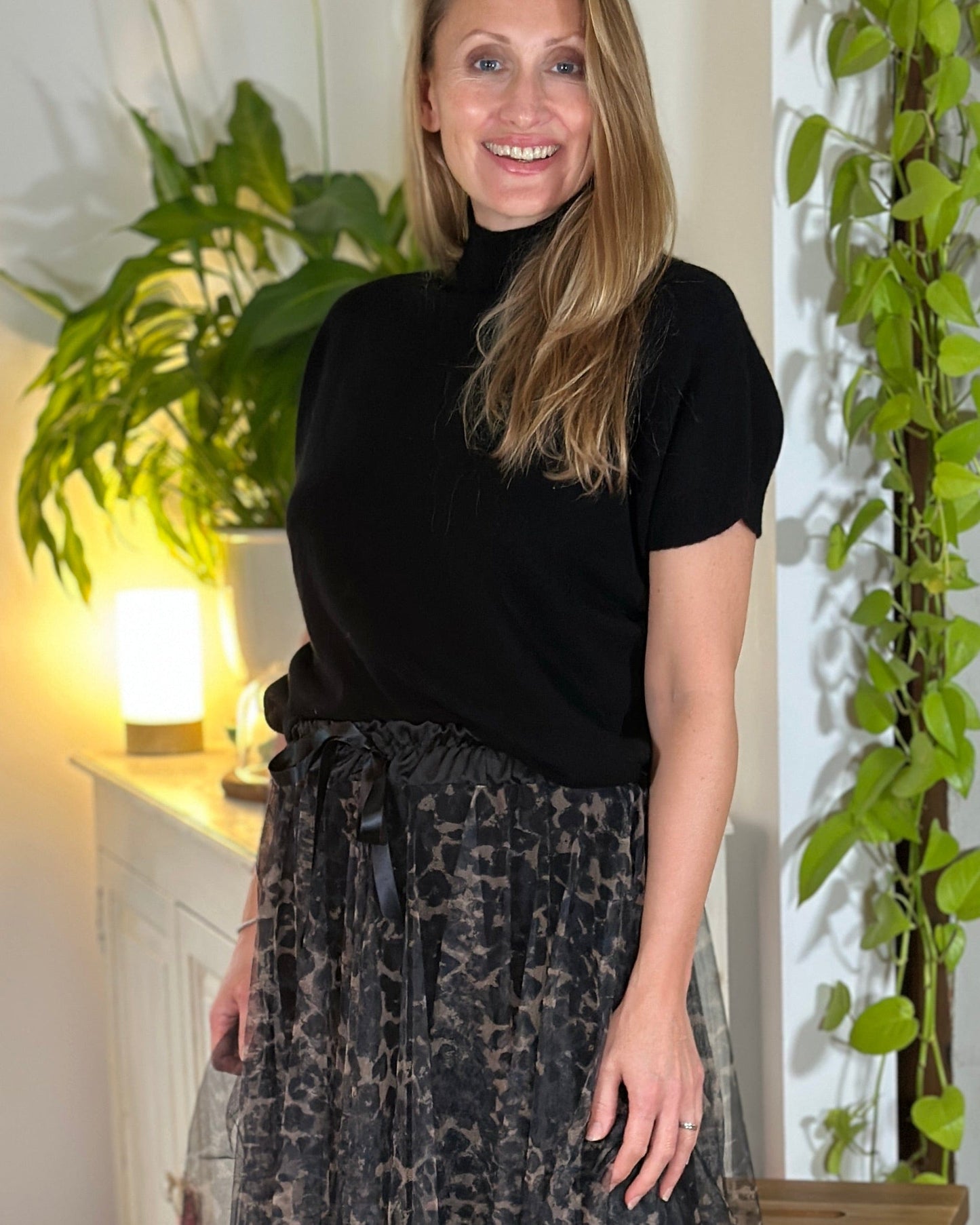 clothing Long Pleated Tulle Skirt In Leopard Print - Black/Brown