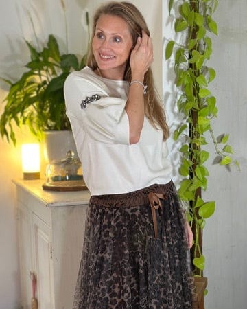 clothing Long Pleated Tulle Skirt In Leopard Print - Brown