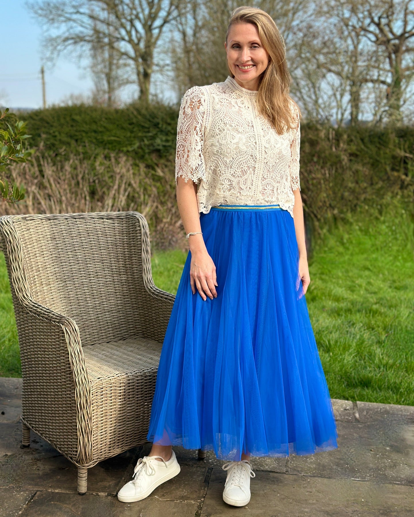 clothing Long Pleated Tulle Skirt - Royal Blue