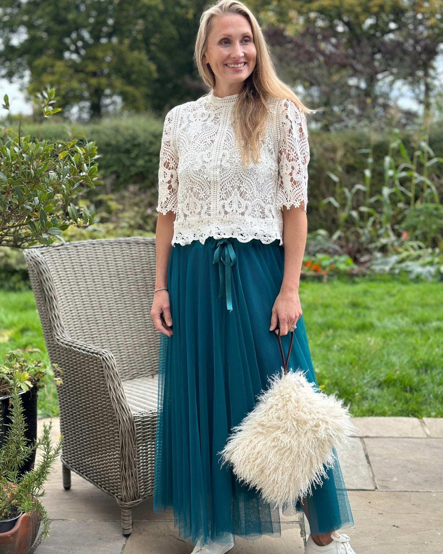 clothing Long Pleated Tulle Skirt - Teal