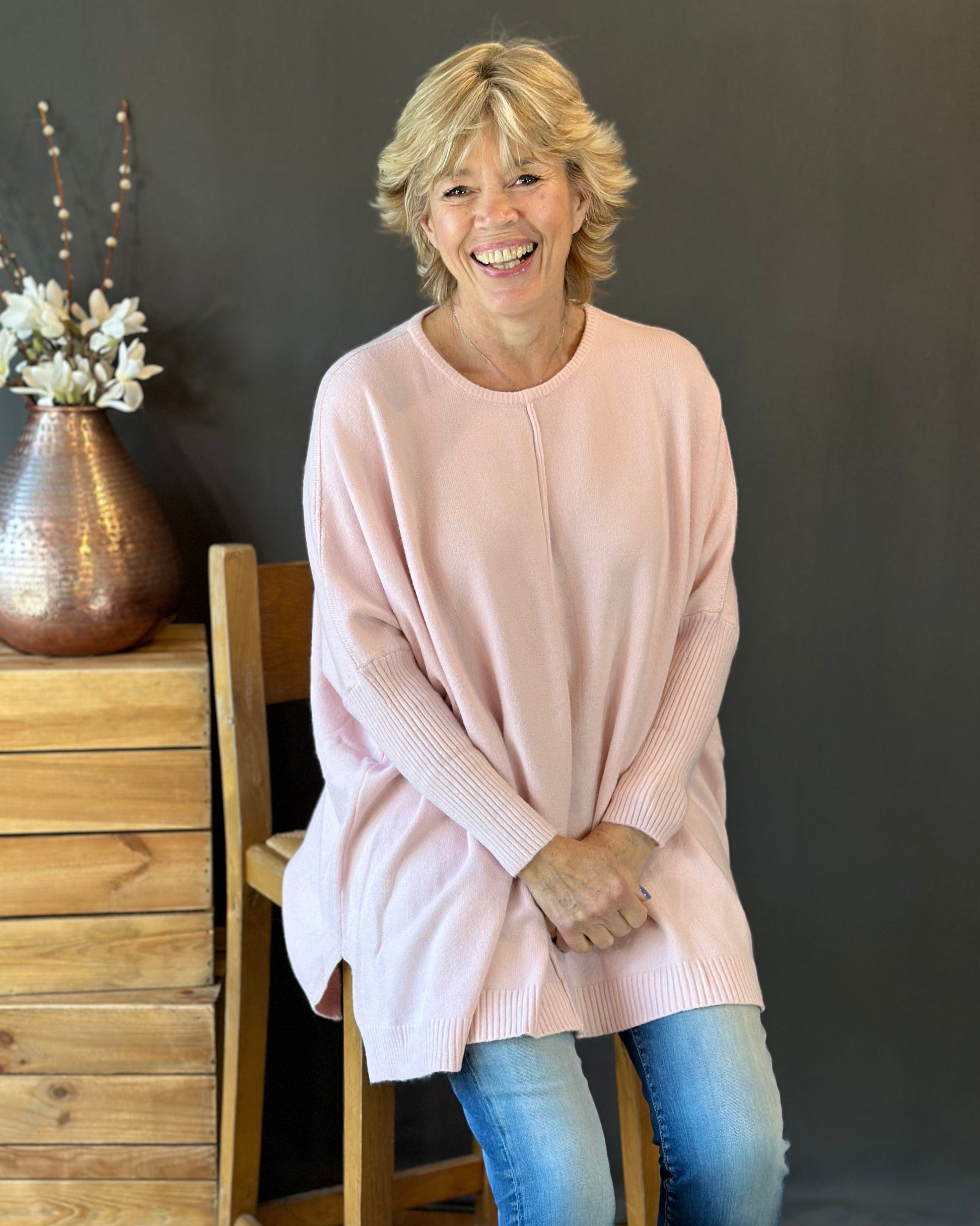 clothing Long Sleeve Slouchy Jumper - Pale Pink