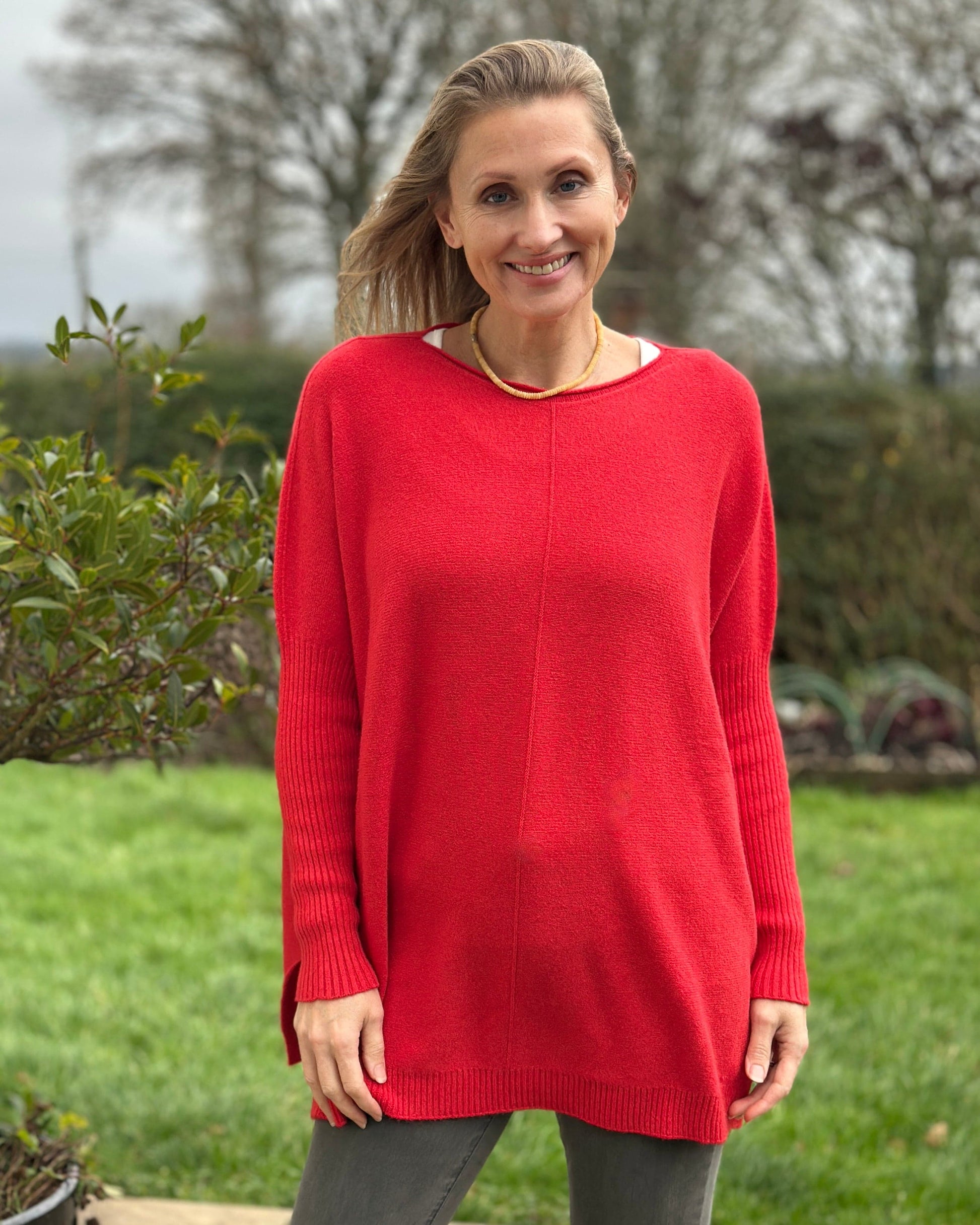clothing Long Sleeve Slouchy Jumper - Red