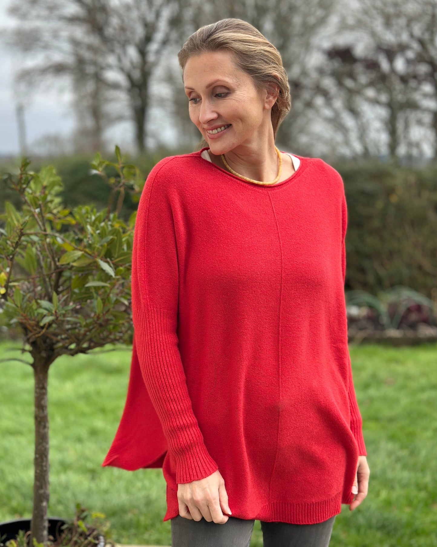 clothing Long Sleeve Slouchy Jumper - Red