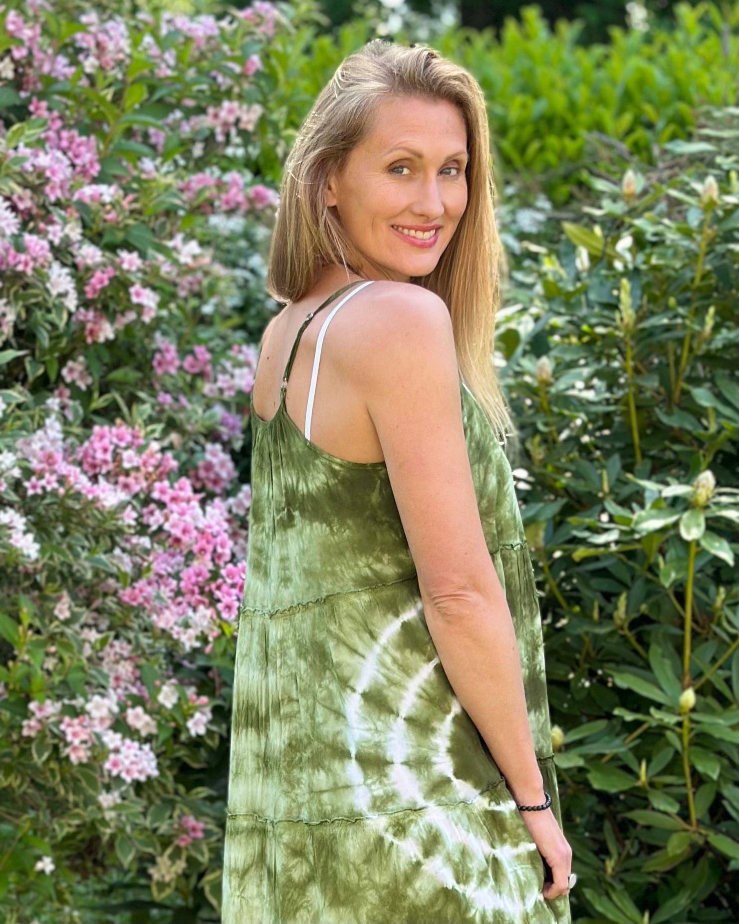 Green tie dye dress best sale