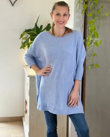 clothing Longline Slouchy Jumper - Baby Blue