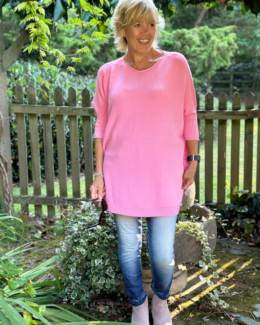 clothing Longline Slouchy Jumper - Bubblegum Pink