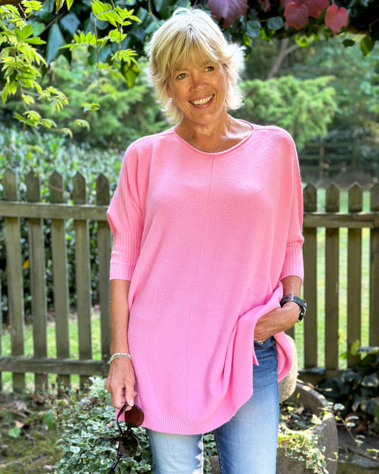 clothing Longline Slouchy Jumper - Bubblegum Pink