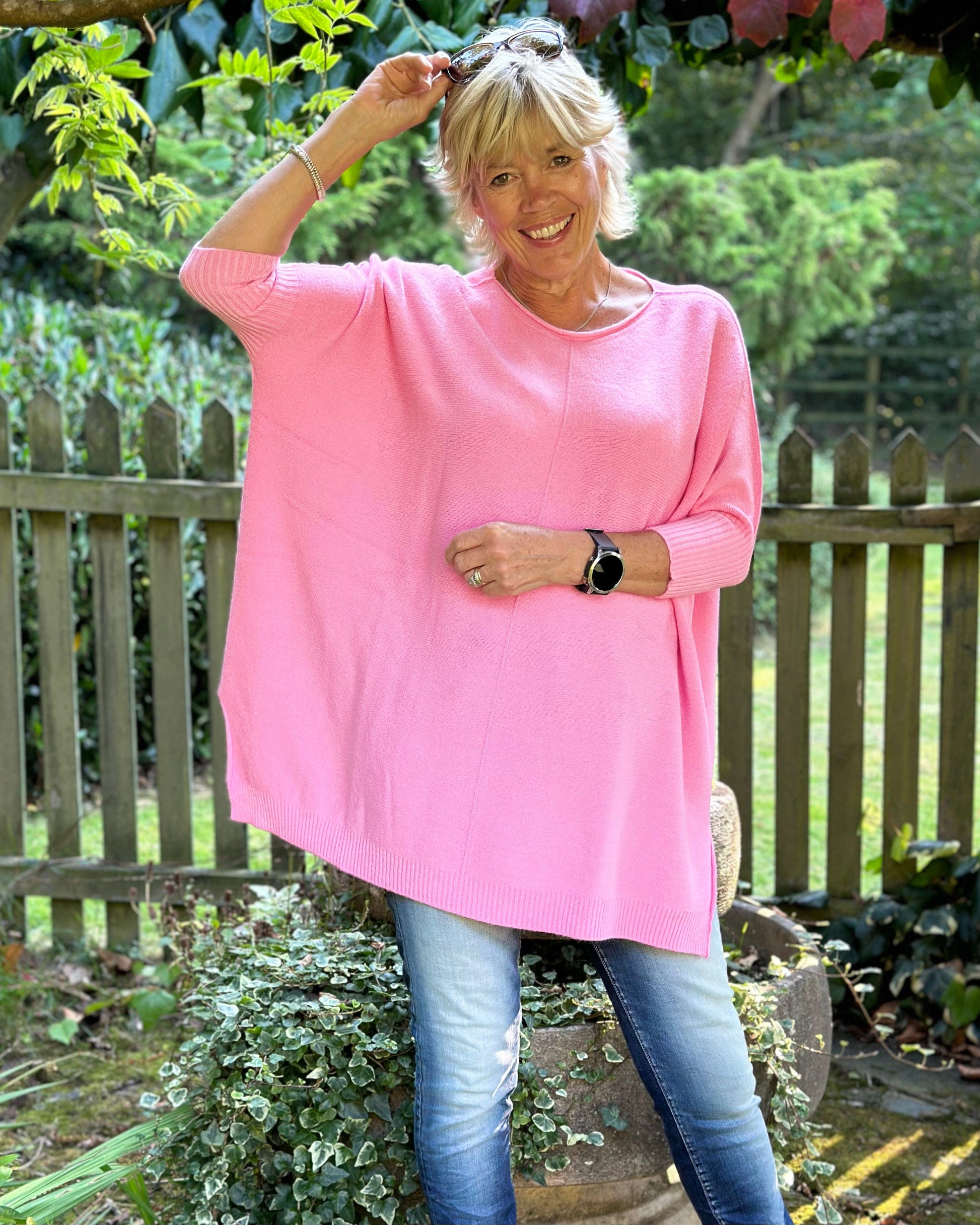 clothing Longline Slouchy Jumper - Bubblegum Pink