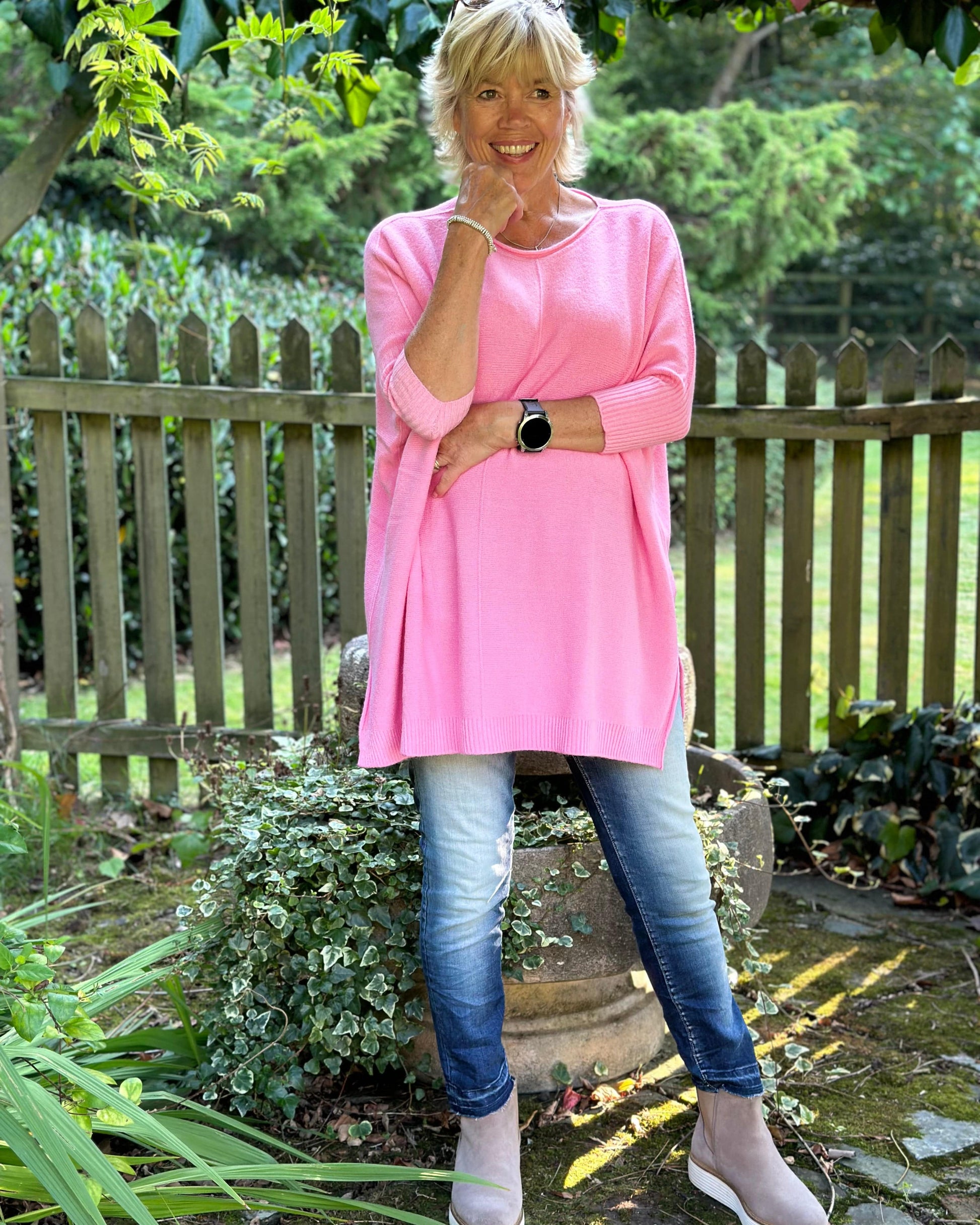 clothing Longline Slouchy Jumper - Bubblegum Pink