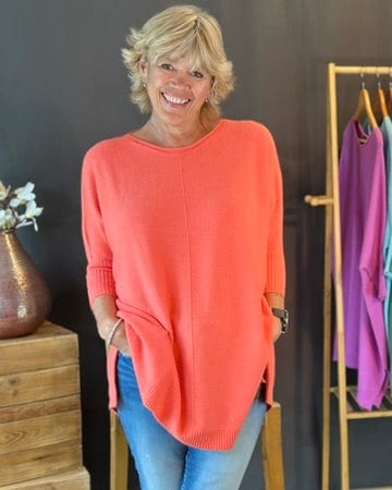 clothing Longline Slouchy Jumper - Coral