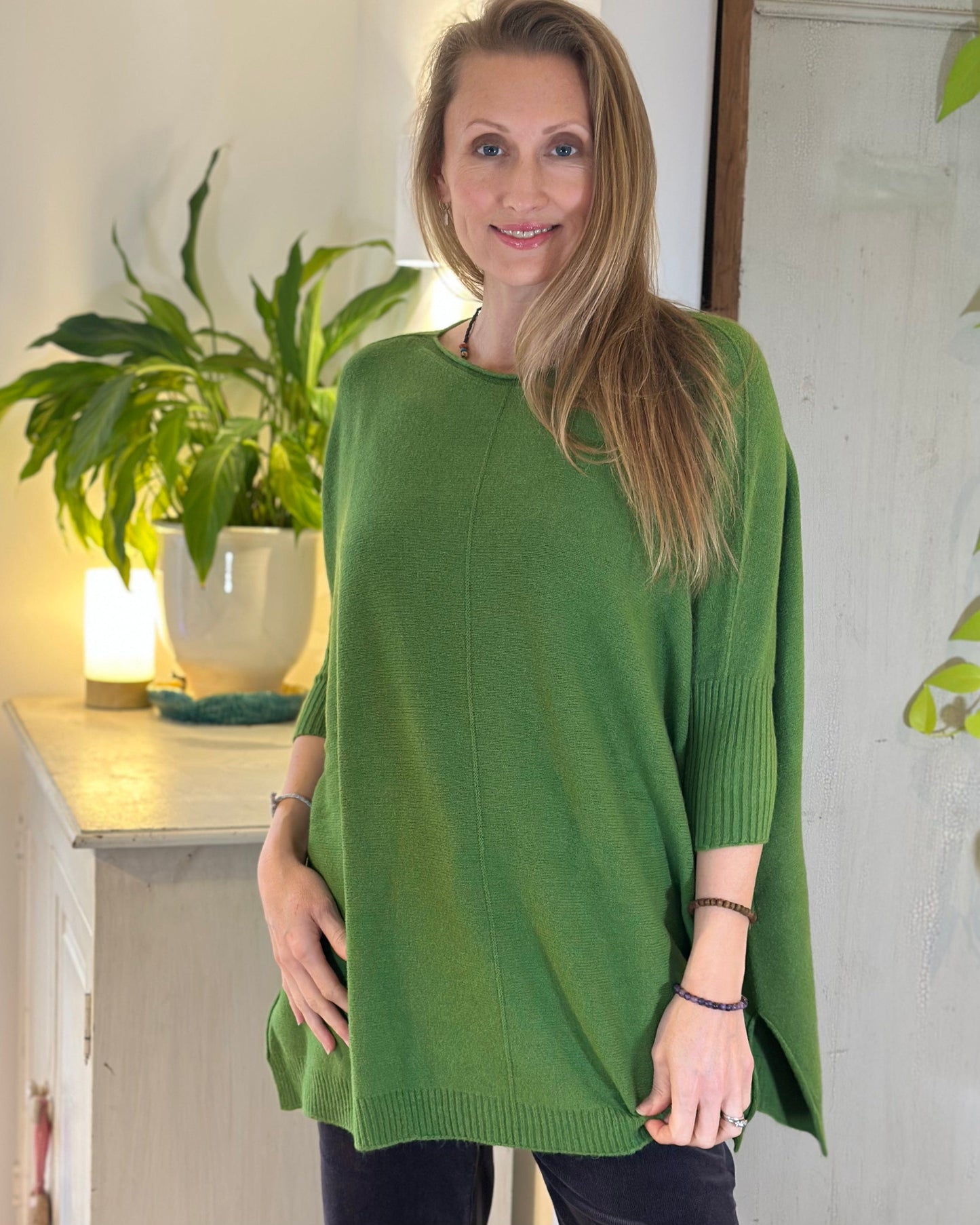 clothing Longline Slouchy Jumper - Fir Green