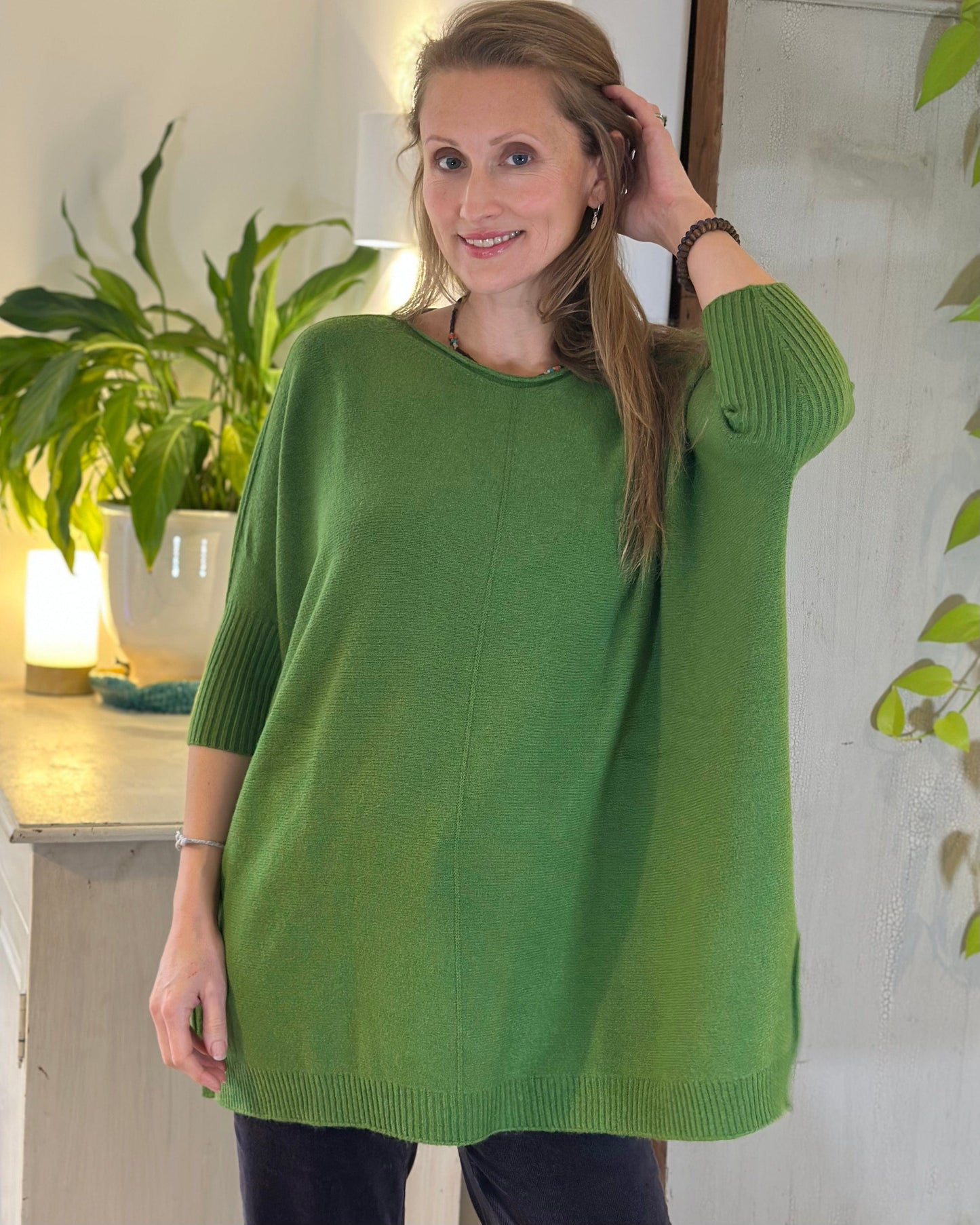 clothing Longline Slouchy Jumper - Fir Green