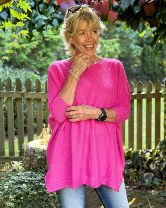 clothing Longline Slouchy Jumper - Fuchsia