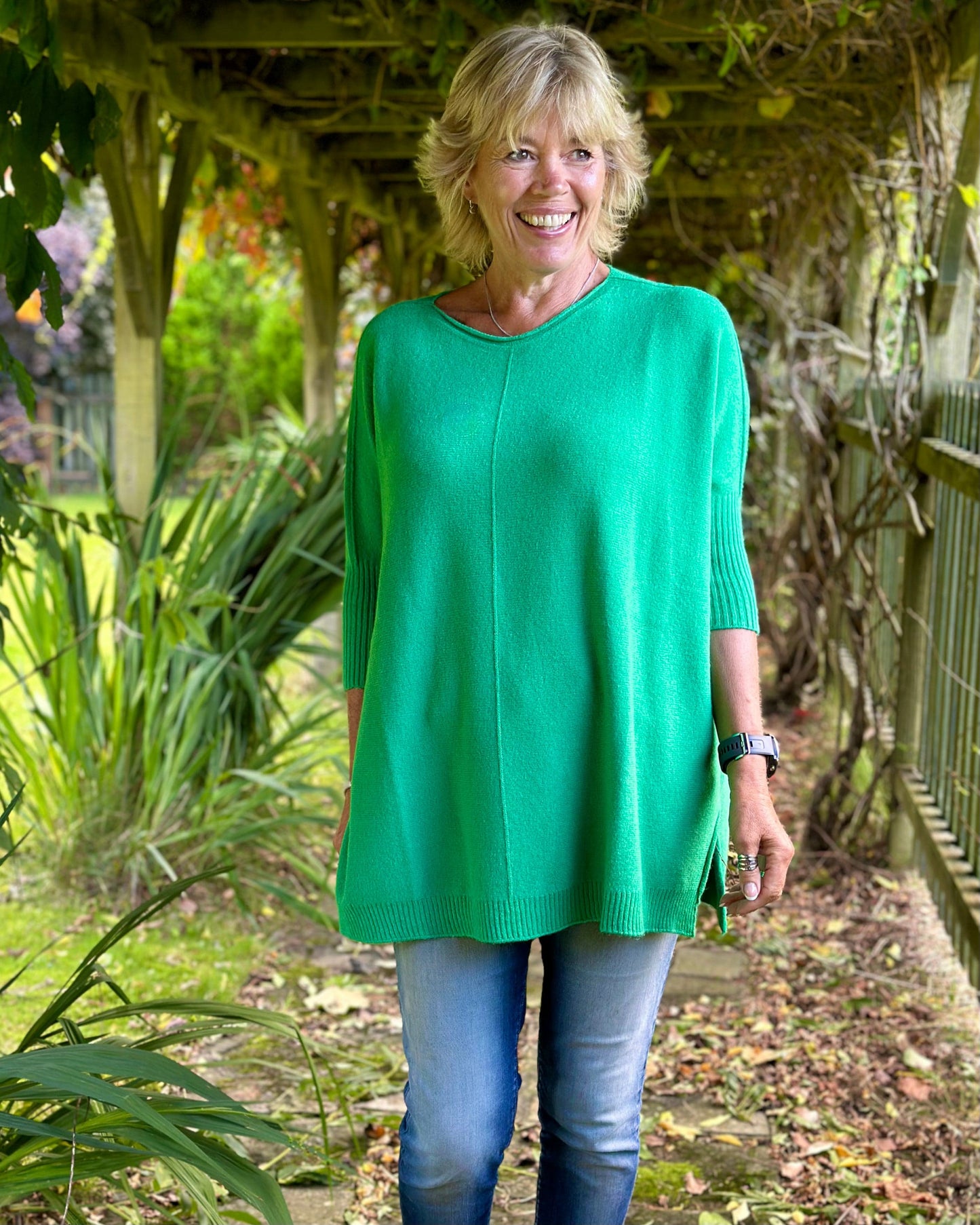 clothing Longline Slouchy Jumper - Green