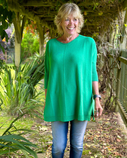 clothing Longline Slouchy Jumper - Green