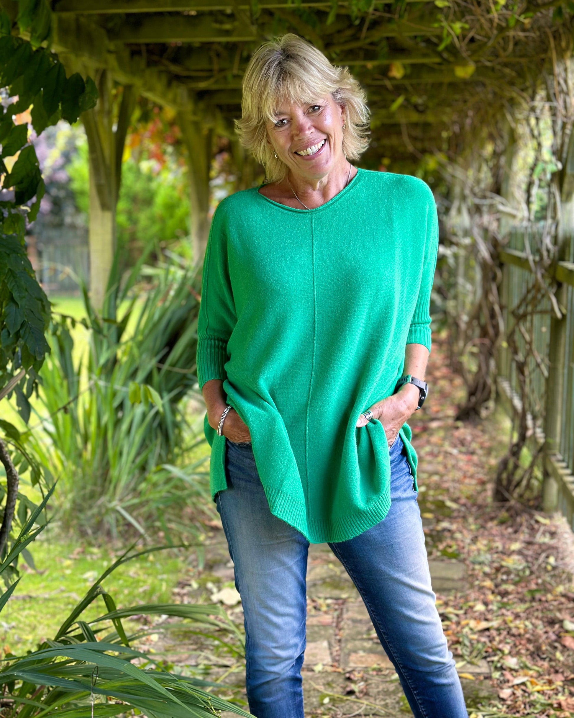 clothing Longline Slouchy Jumper - Green