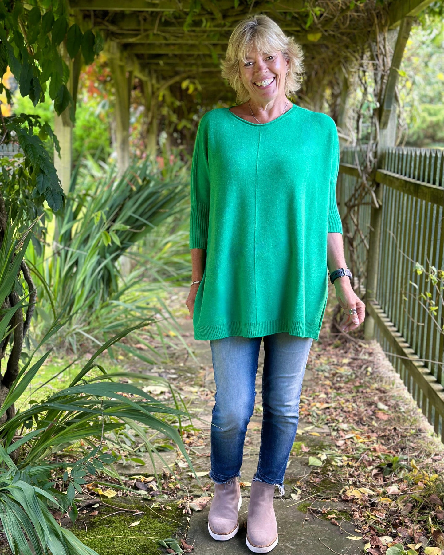 clothing Longline Slouchy Jumper - Green